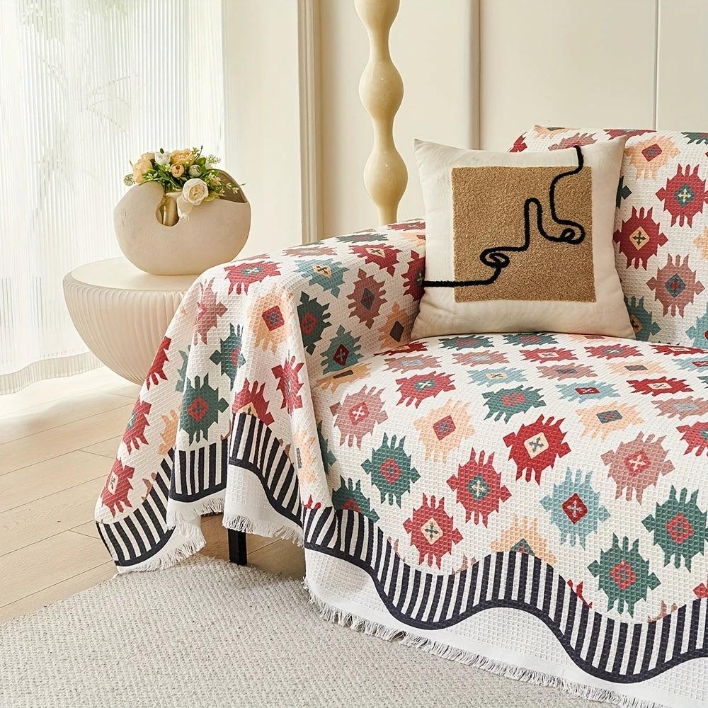 Nomad Charm Geometric Sofa Throw Cover by Casa & Beyond