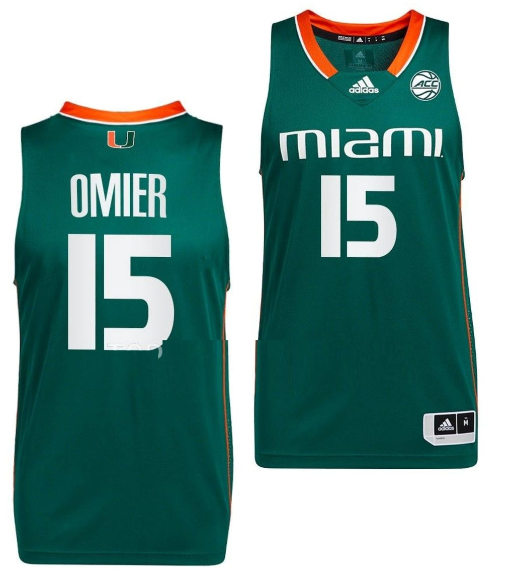 Norchad Omier Jersey Miami Hurricanes College Basketball Green #15 by My store basketball
