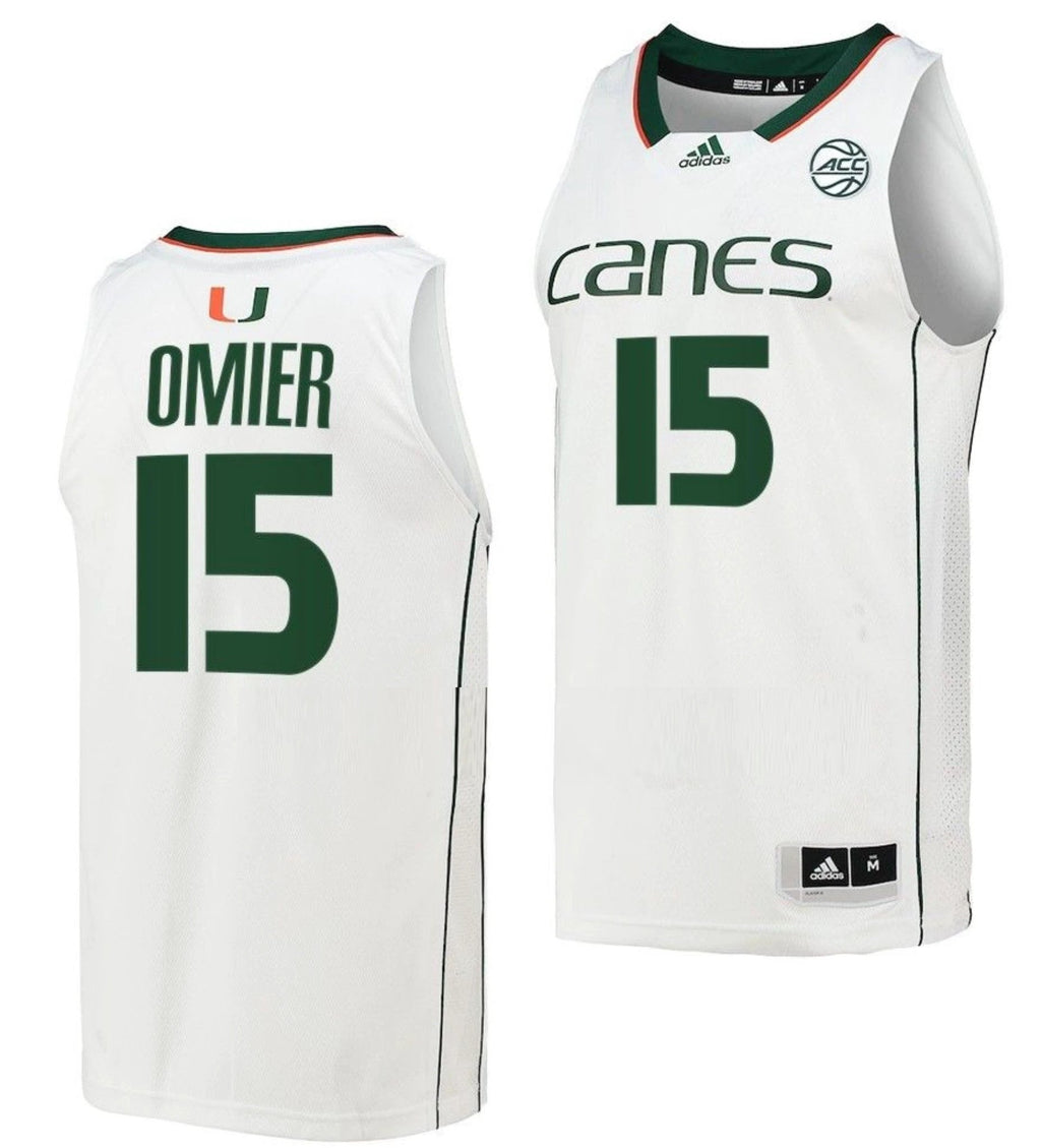 Norchad Omier Jersey Miami Hurricanes College Basketball White #15 by My store basketball