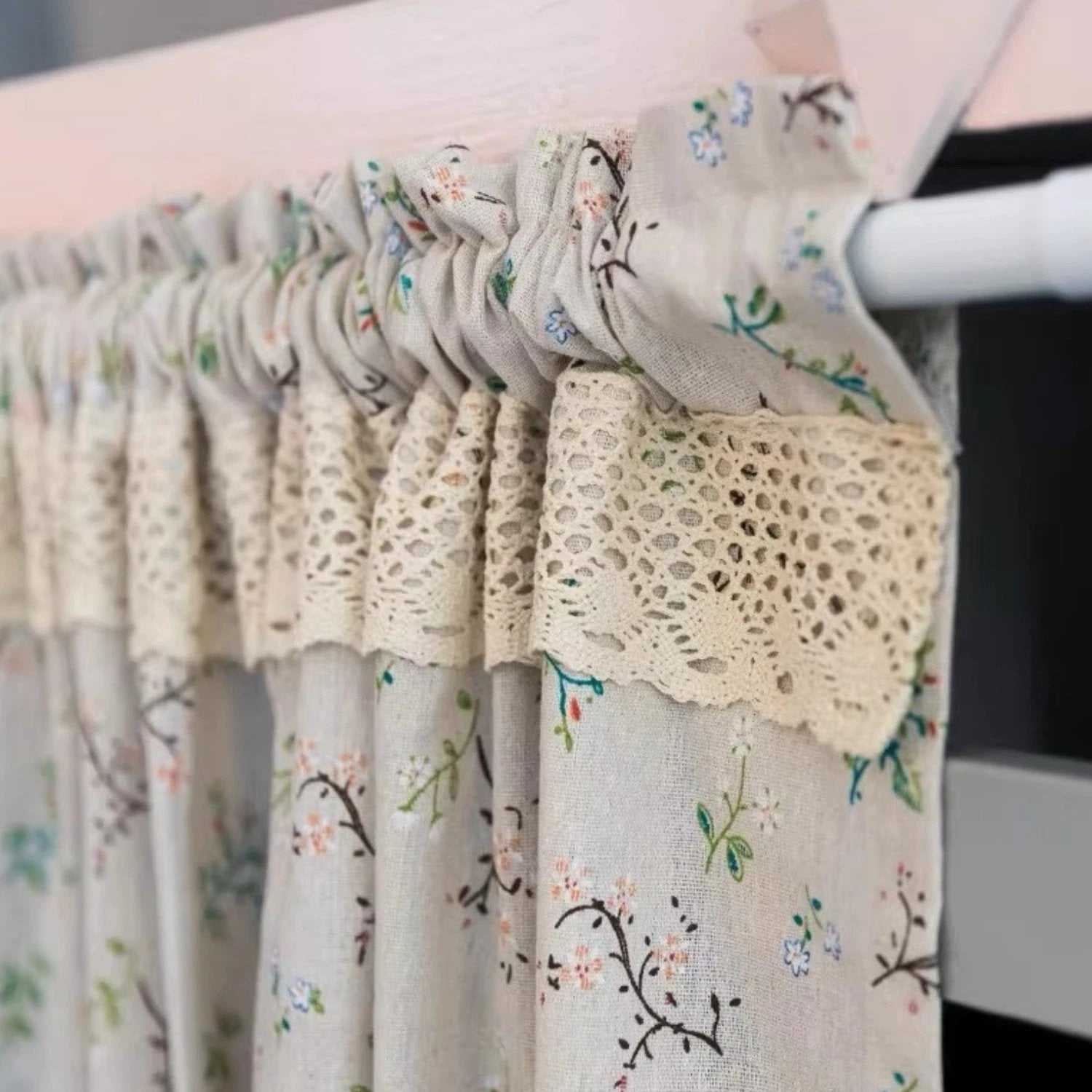 Nordic Bloom Kitchen Cabinet Curtain by Casa & Beyond