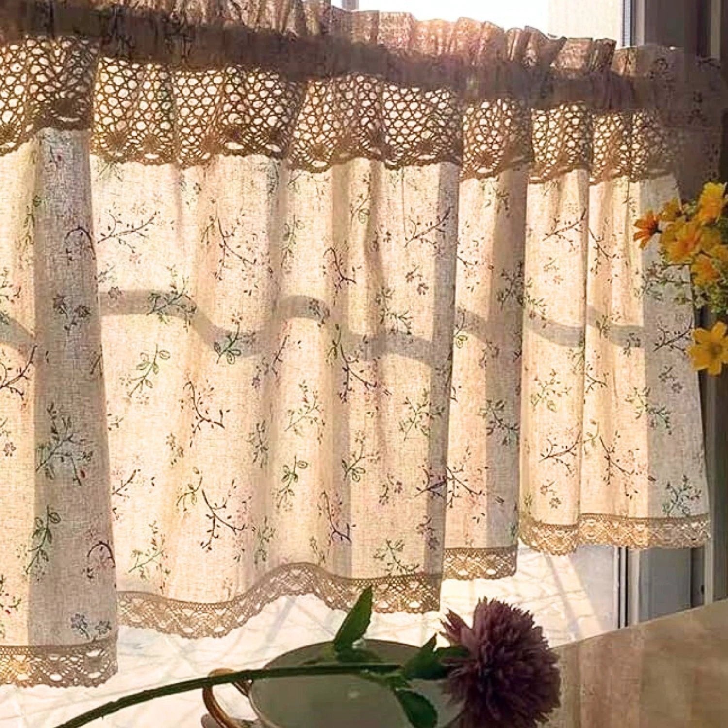 Nordic Bloom Kitchen Cabinet Curtain by Casa & Beyond