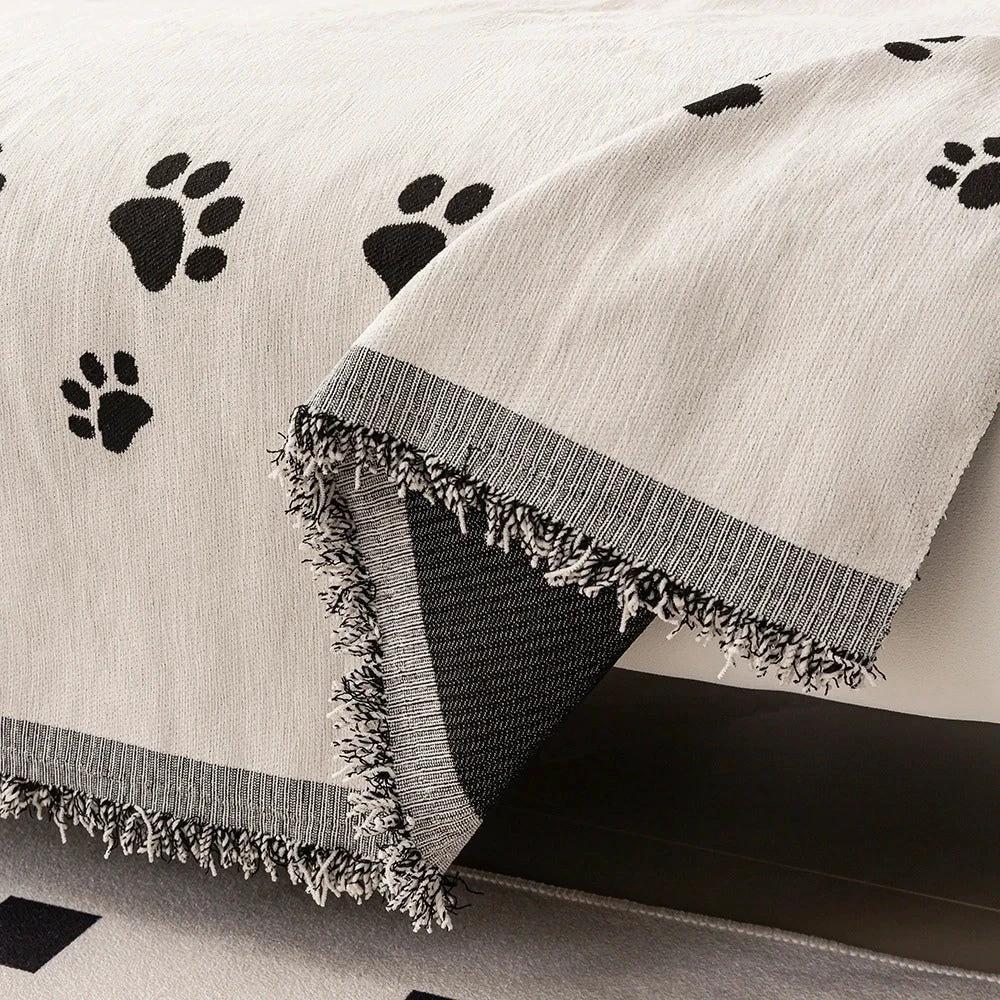 Nordic Cat Paw Chenille Sofa Cover by Casa & Beyond