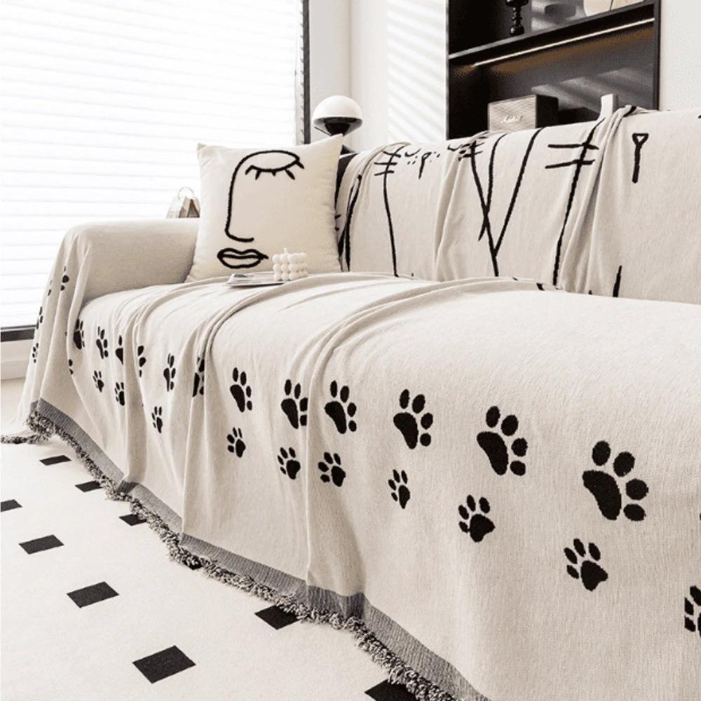 Nordic Cat Paw Chenille Sofa Cover by Casa & Beyond