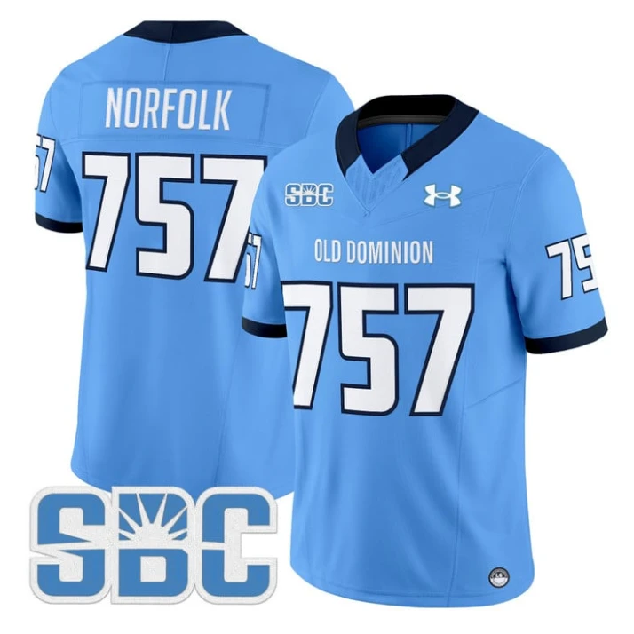 Norfolk Jersey #757 Old Dominion Monarchs 2025 Vapor Limited Stitched Blue by My Store NCAA Football Jerseys