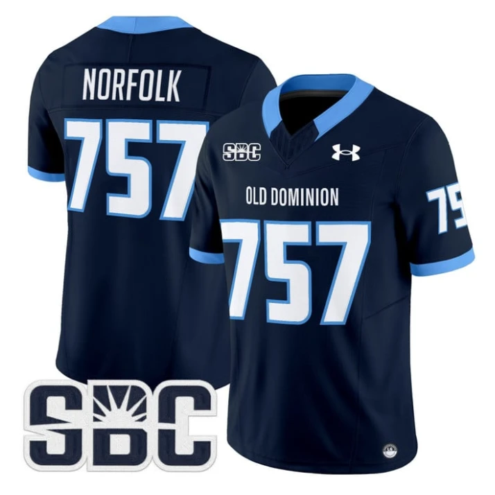 Norfolk Jersey #757 Old Dominion Monarchs 2025 Vapor Limited Stitched Navy by My Store NCAA Football Jerseys