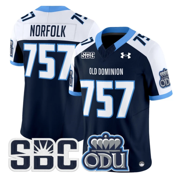 Norfolk Jersey #757 Old Dominion Monarchs 2025 Vapor Limited Stitched Navy Alter by My Store NCAA Football Jerseys