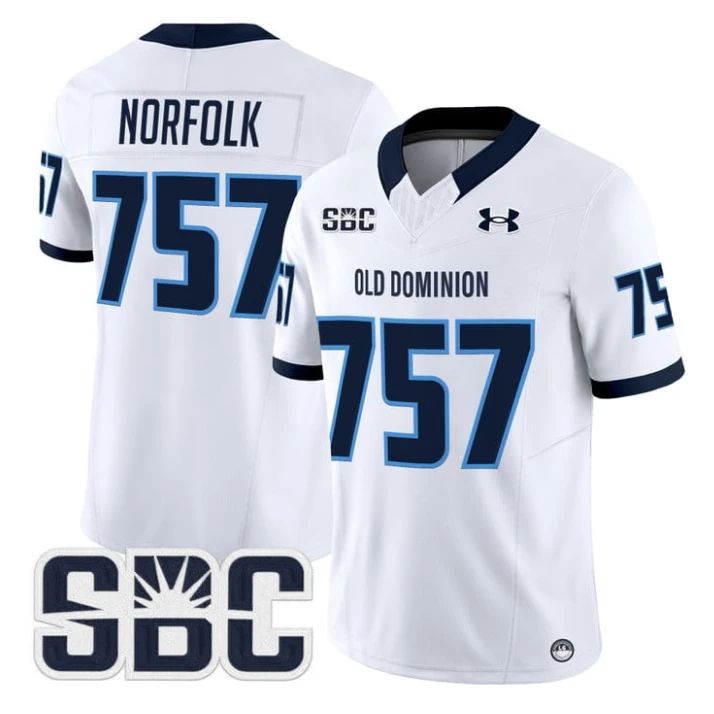 Norfolk Jersey #757 Old Dominion Monarchs 2025 Vapor Limited Stitched White by My Store NCAA Football Jerseys