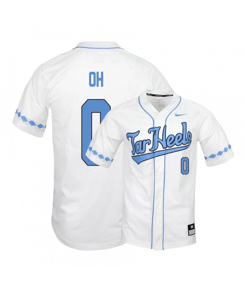 North Carolina Tar Heels 0 Michael Oh White Elite Baseball Jersey by My Store