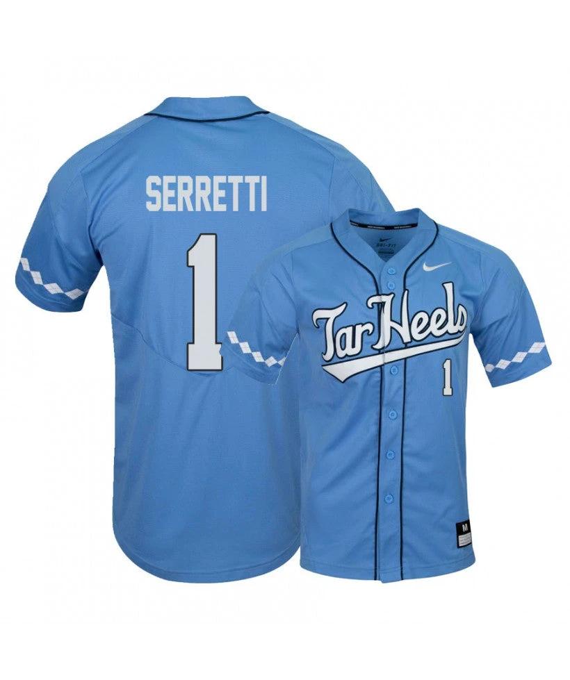 North Carolina Tar Heels 1 Danny Serretti Blue Elite Baseball Jersey by My Store