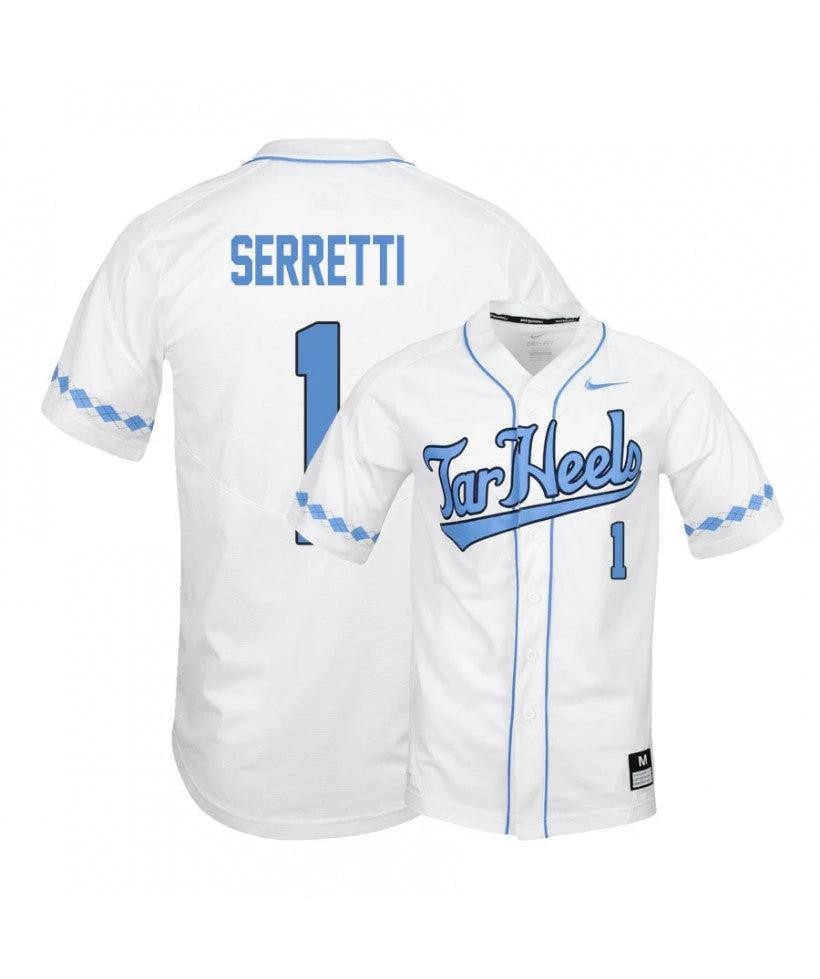 North Carolina Tar Heels 1 Danny Serretti White Elite Baseball Jersey by My Store