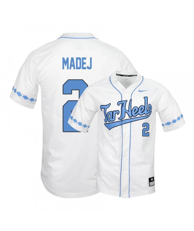 North Carolina Tar Heels 2 Mikey Madej White Elite Baseball Jersey by My Store