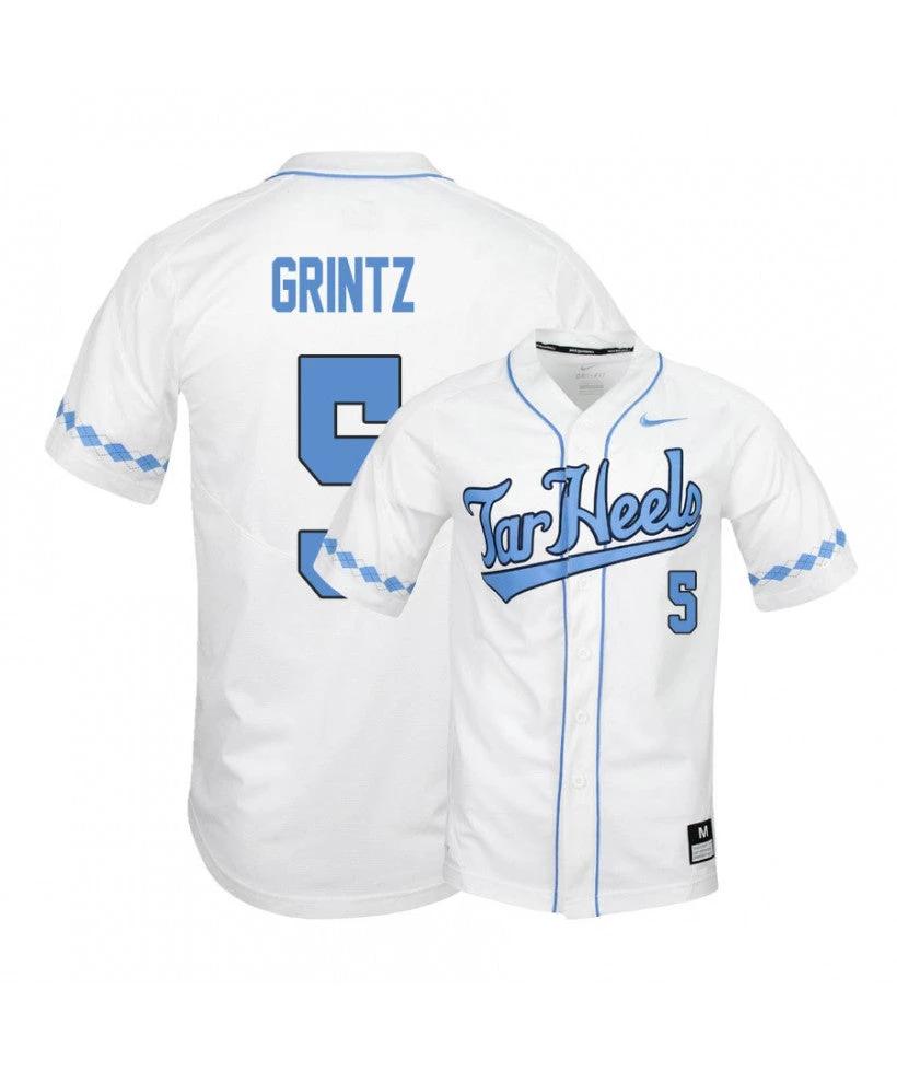 North Carolina Tar Heels 5 Eric Grintz White Elite Baseball Jersey by My Store