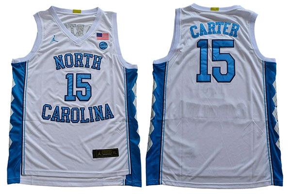 North Carolina Tar Heels #15 Carter NCAA Basketball Jersey White by My store basketball