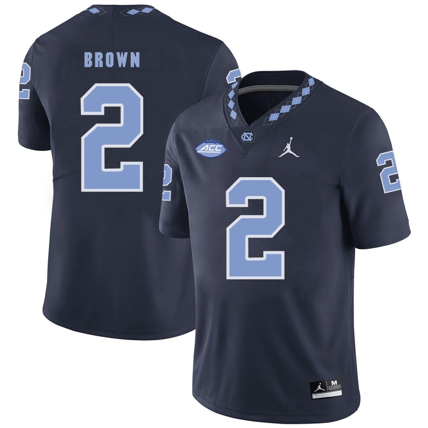 North Carolina Tar Heels #2 Jordon Brown NCAA Football Jersey Black by My Store