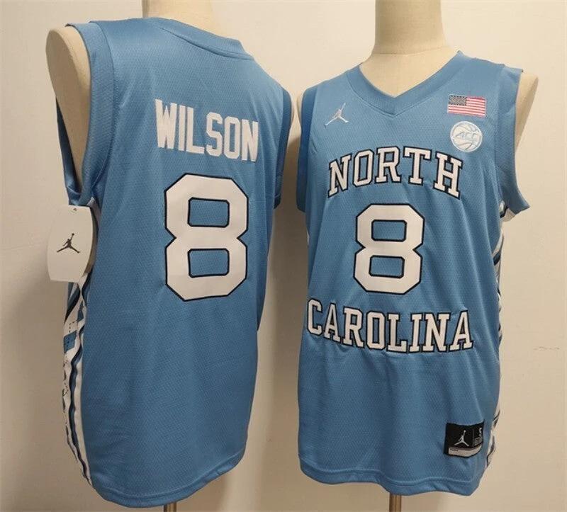 North Carolina Tar Heels #8 Caleb Wilson Blue Limited College Stitched Jersey by My store basketball