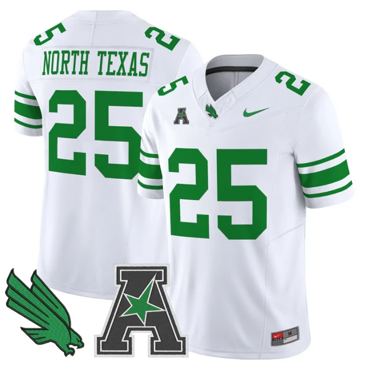 North Texas Jersey #25 North Texas Mean Green 2025 Vapor Stitched White by My Store NCAA Football Jerseys