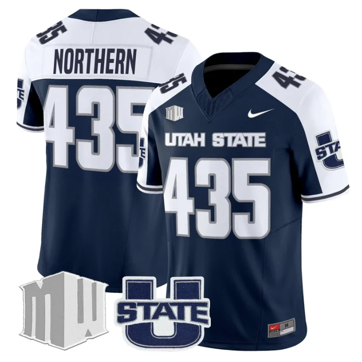 Northern Jersey #435 Utah State Aggies 2025 Vapor Limited Stitched Navy Alter by My Store NCAA Football Jerseys