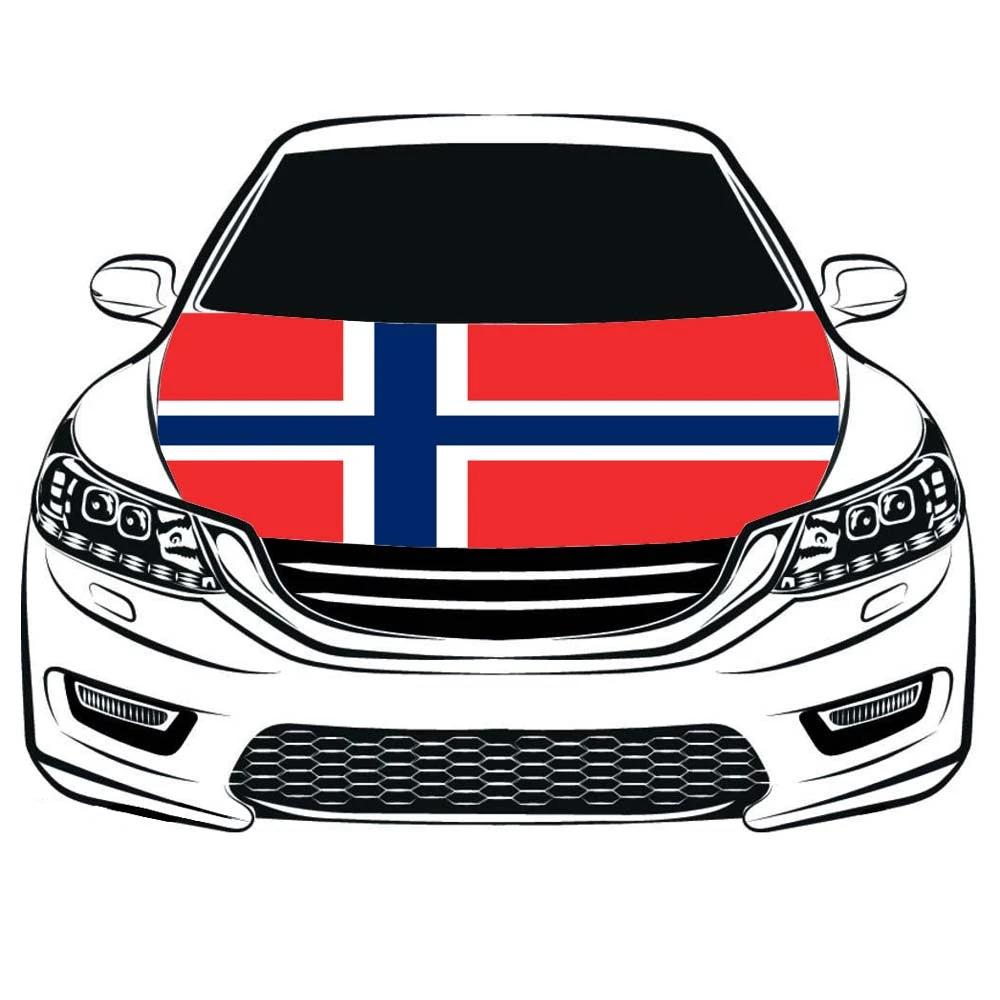 Norway Car Hood Cover Flag ,Norwegian flag，Engine Banner Flag of Norway,3.3X5ft/6X7FT, 100% Polyester Elastic Fabrics Can be Washed Suitable for large SUV and Pickup Trucks by flagsshop