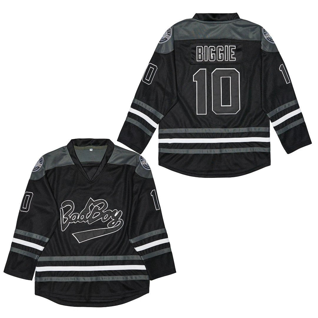 Notorious BIG Biggie Small #10 Bad Boy Hockey Black Jersey by Hockey David