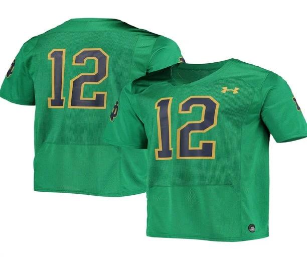 Notre Dame Fighting Irish #12 NO NAME NCAA Football Jersey Green by My Store