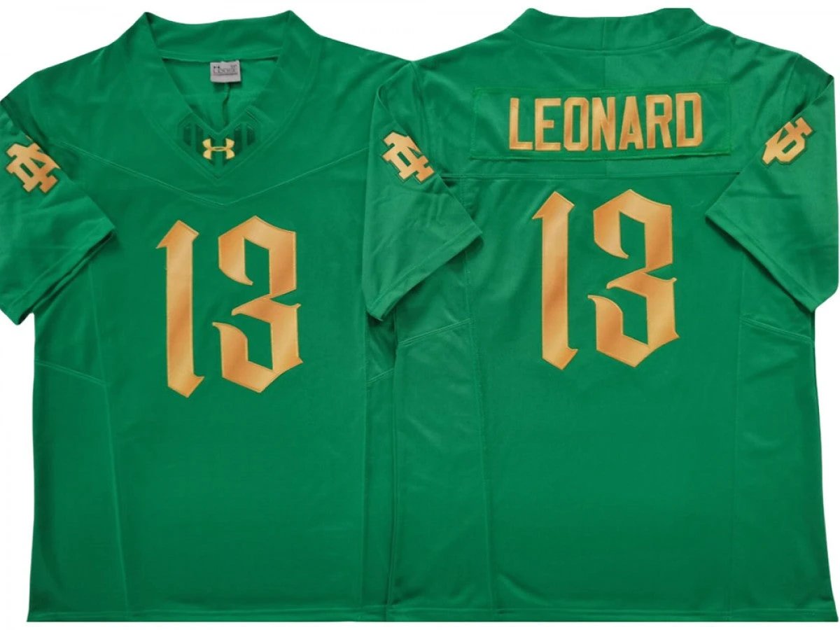 Notre Dame Fighting Irish #13 Riley Leonard Green, Gold Vapor F.U.S.E. Limited Jersey by My Store