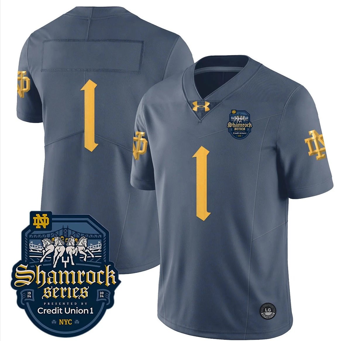 Notre Dame Shamrock Series 2024 Jersey Number 1 No Name College Football Stitched by My Store