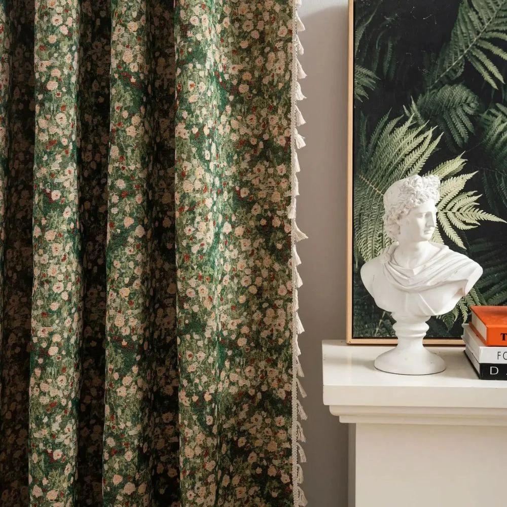 Noveau Ditsy Floral Tassel Curtain by Casa & Beyond