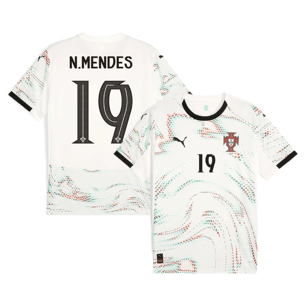 Nuno Mendes 19 Portugal National Team 2025-26 Away Men Jersey – White by Soccer Jersey