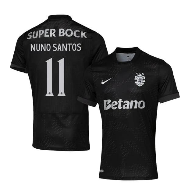 Nuno Santos 11 Sporting CP 2025-26 Away Match Jersey – Black by Soccer Jersey