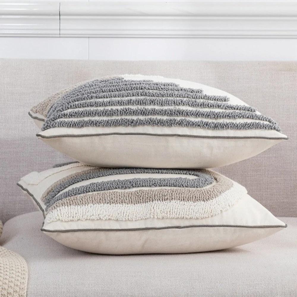 Nuvia Gray White Cushion Cover by Casa & Beyond