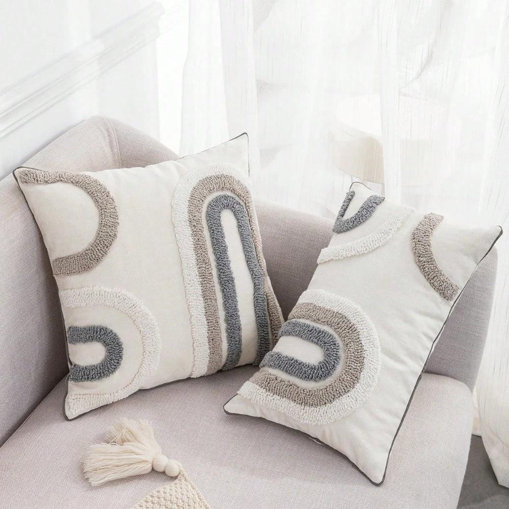 Nuvia Gray White Cushion Cover by Casa & Beyond