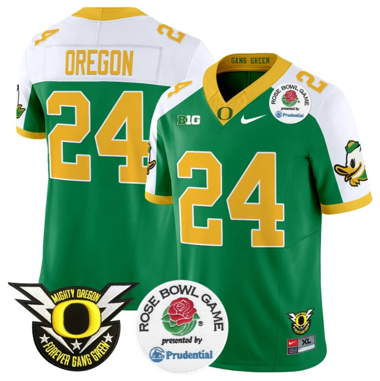 Oregon Jersey #24 Oregon Ducks Football 2024 Rose Bowl Stitched Green Alternate by NCAA Football Jersey