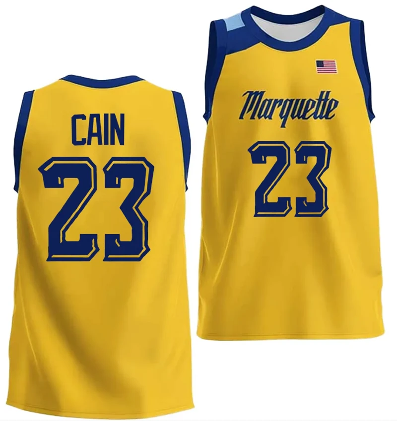Oakland Golden Grizzlies Jamal Cain Jersey #23 College Basketball Gold by My store basketball