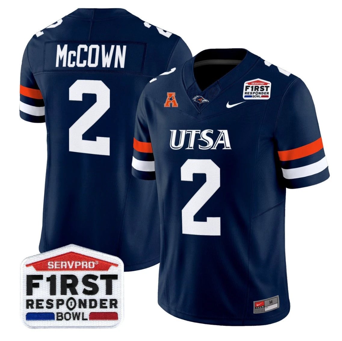 Owen McCown Jersey #2 UTSA Roadrunners 2025 First Responder Bowl Stitched Navy by NCAA Football Jersey