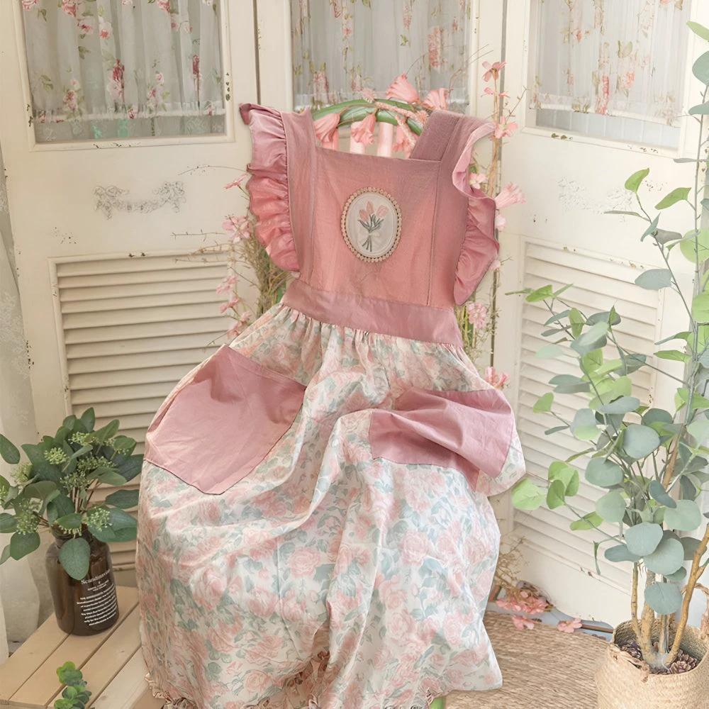 Lily Lace Pink Floral Apron by Casa & Beyond