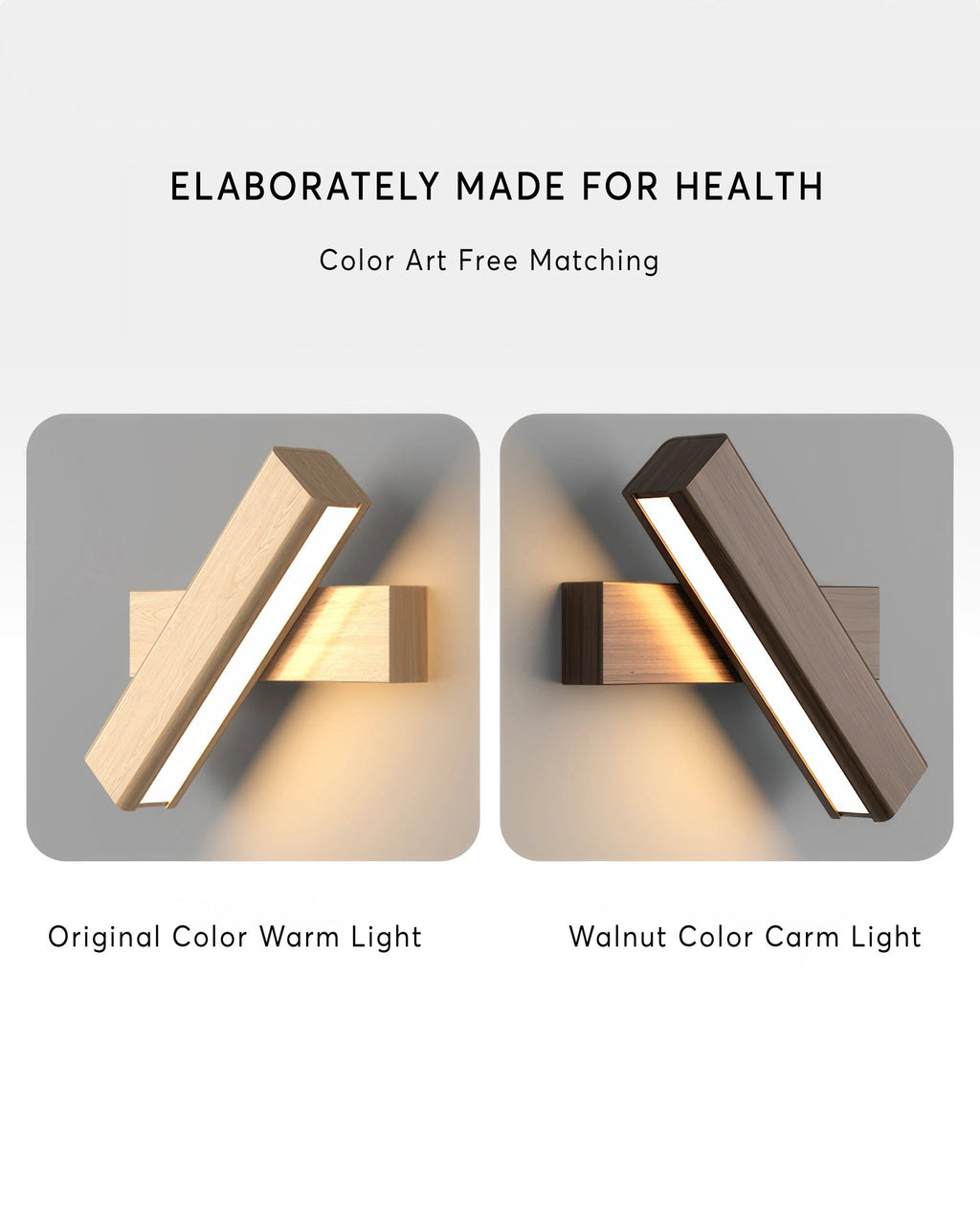 Rotatable wall lamp with Nordic wood grain by BowLift