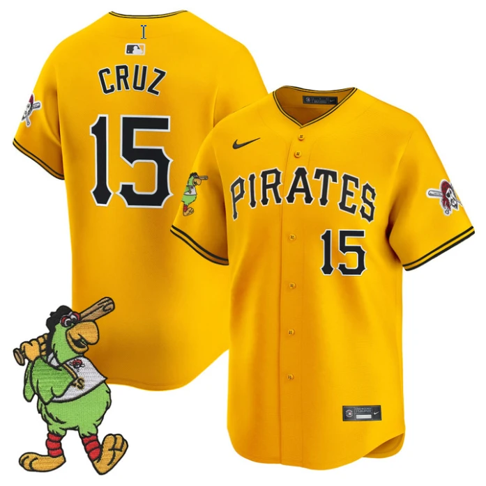 Oneil Cruz Jersey #15 Pittsburgh Pirates Pirate Parrot Patch Premier Limited Stitched Gold by My Store