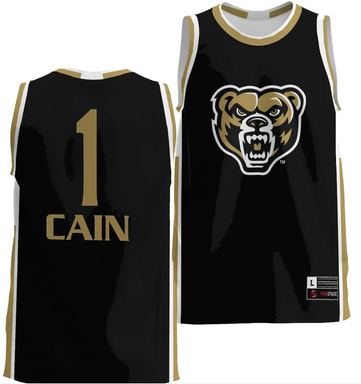 Oakland Golden Grizzlies Jamal Cain Jersey #1 College Basketball Black Blue by My store basketball