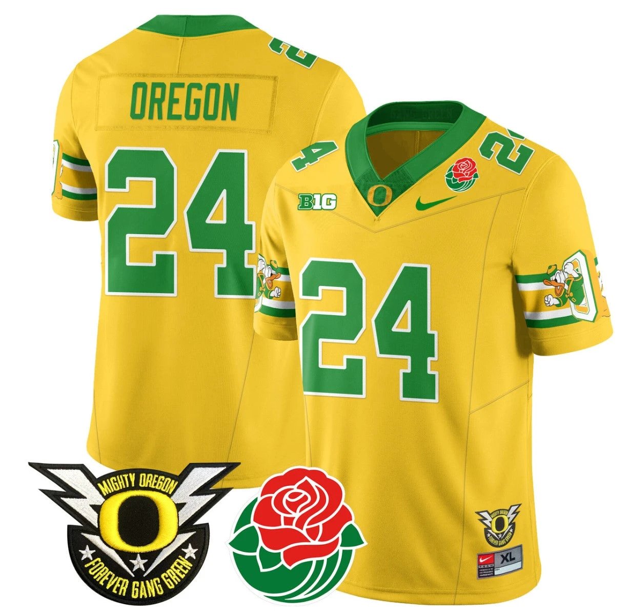 Oregon Jersey #24 Oregon Ducks 2024 Rose Bowl Patch Football Stitched Yellow by My Store