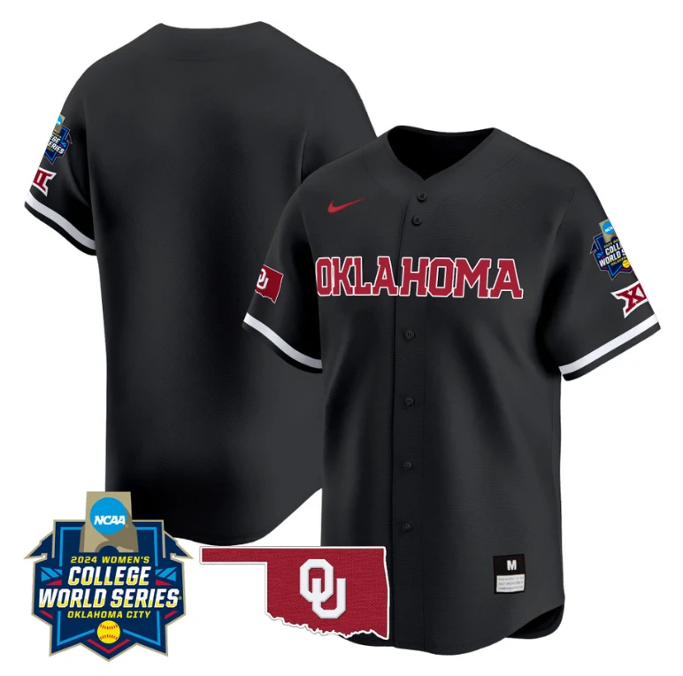 Oklahoma Sooners Team Jersey 2024 College World Series Patch Vapor Premier Limited NCAA Baseball Stitched Black by My Store