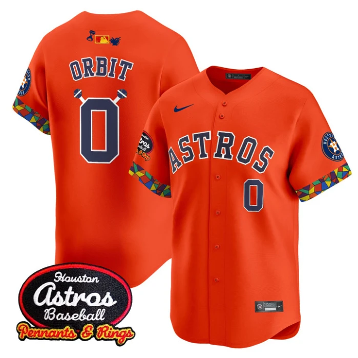 Orbit Jersey #0 Houston Astros x El Tiempo Cantina Vapor Premier Limited Stitched Orange by My Store