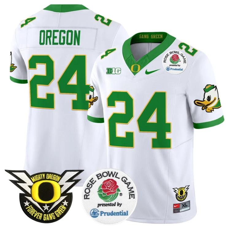 Oregon Jersey #24 Oregon Ducks Football 2024 Rose Bowl Stitched White by My Store