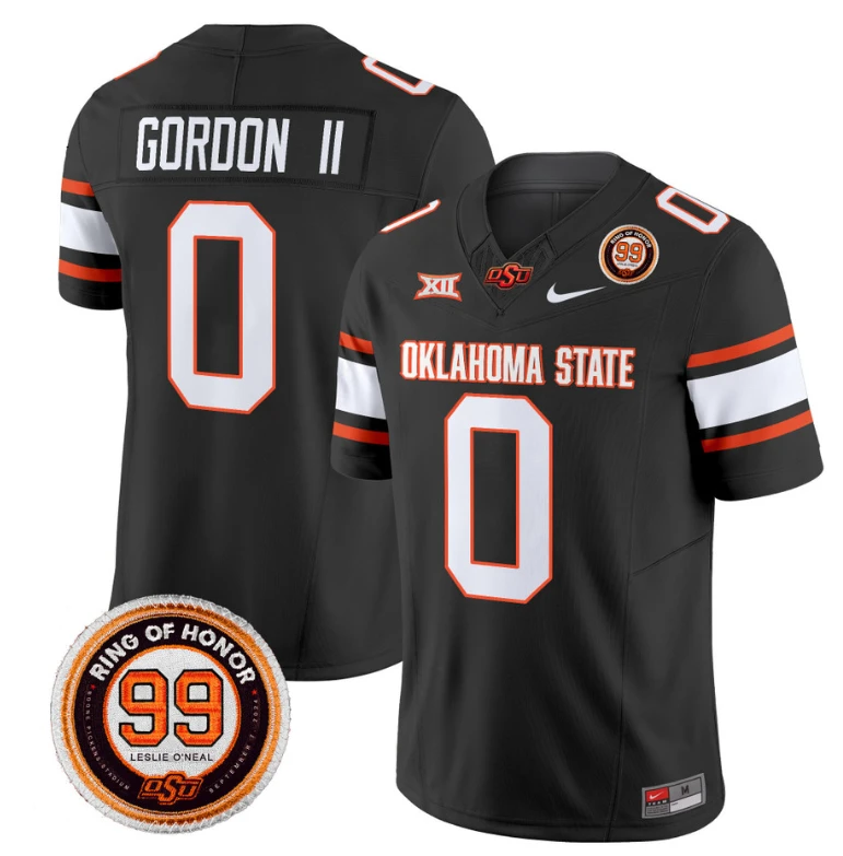 Ollie Gordon II Jersey #0 Oklahoma State Cowboys Leslie O'neal Patch Vapor Limited College Football Stitched Black by My Store