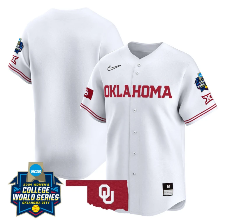 Oklahoma Sooners Team Jersey 2024 College World Series Patch Vapor Premier Limited NCAA Baseball Stitched White by My Store