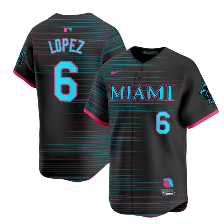 Otto Lopez Jersey #6 Miami Marlins 2025 City Connect Vapor Premier Limited Stitched by My Store