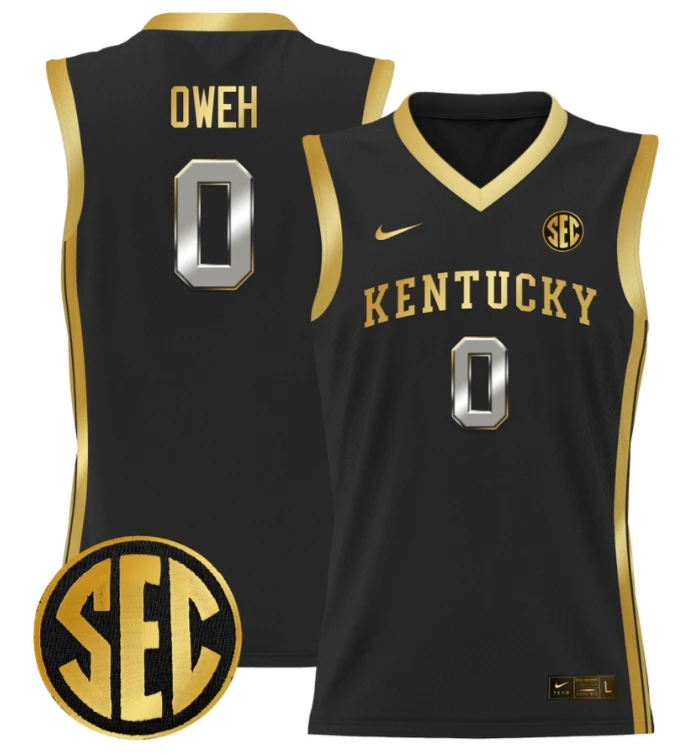 Otega Oweh Jersey #0 Kentucky Wildcats Lightweight Basketball Black Gold by My store basketball