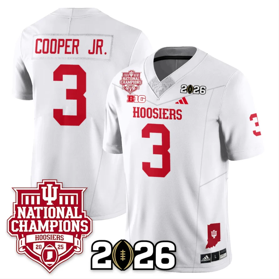 Omar Cooper Jr Jersey #3 Indiana Hoosiers 2025 National Champions White by My Store NCAA Football Jerseys