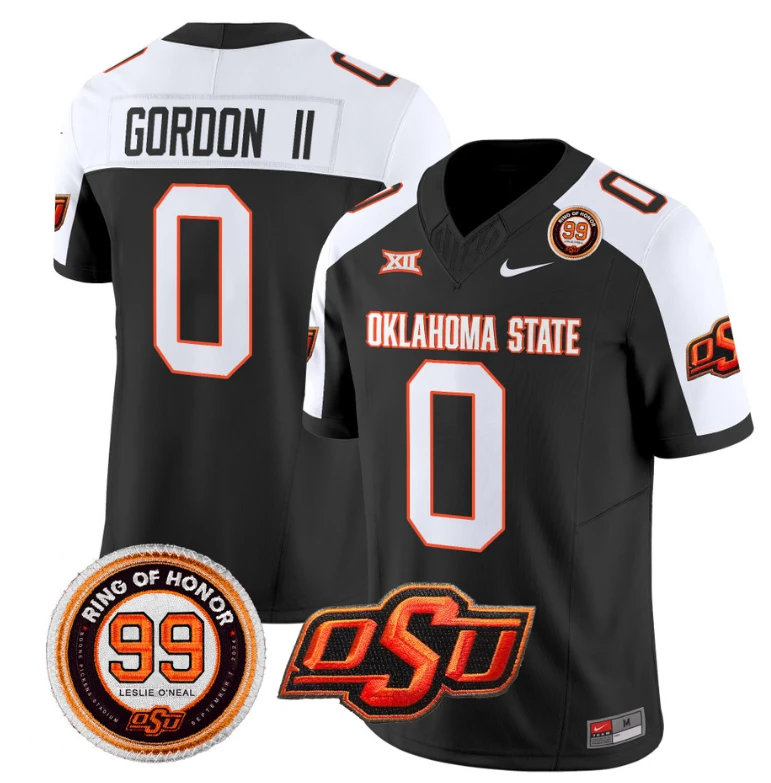 Ollie Gordon II Jersey #0 Oklahoma State Cowboys Leslie O'neal Patch Vapor Limited College Football Stitched Black Alternate by My Store