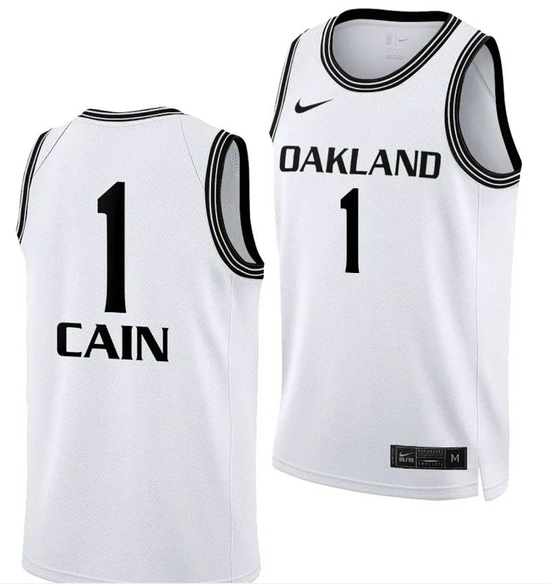 Oakland Golden Grizzlies Jamal Cain Jersey #1 College Basketball White 2021-22 by My store basketball