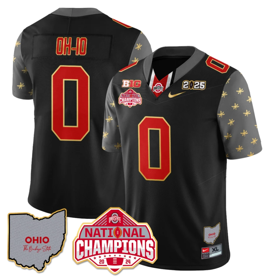 OH-IO Jersey #0 Ohio State National Champions 2025 Patch Black by My Store